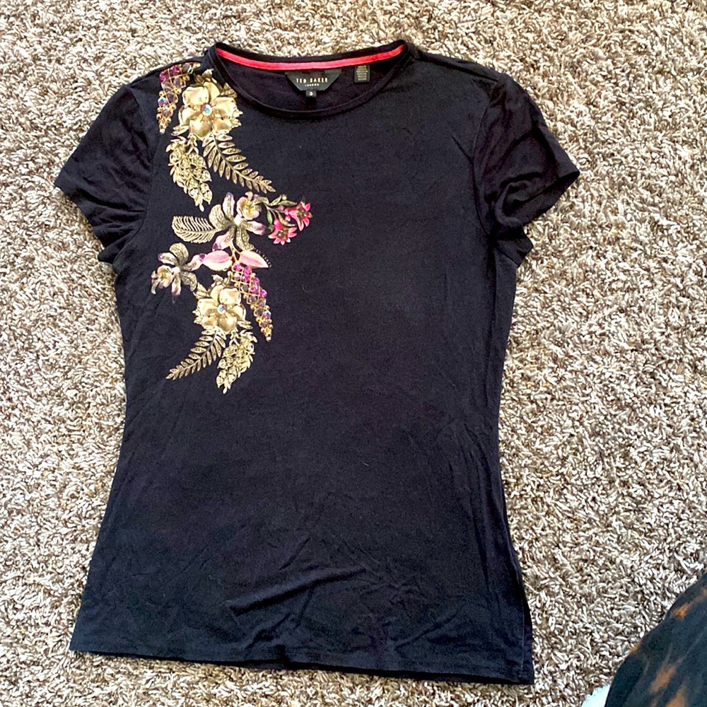 Ted Baker London Size 3 Black Tee